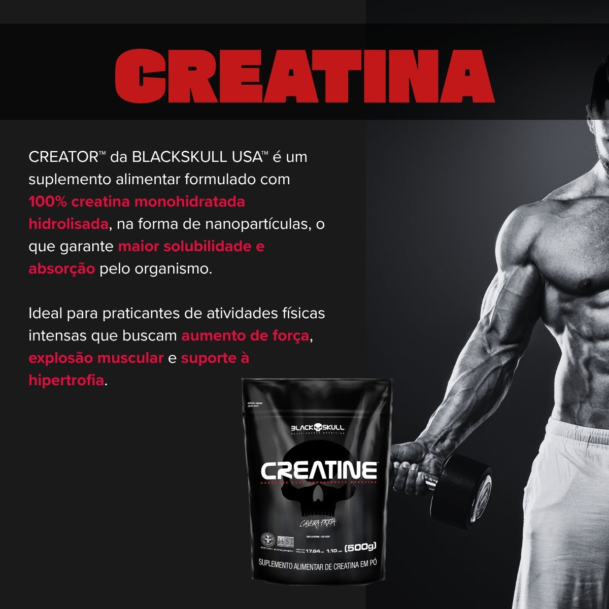 BLACK -  CREATINE PURA REFIL 500G