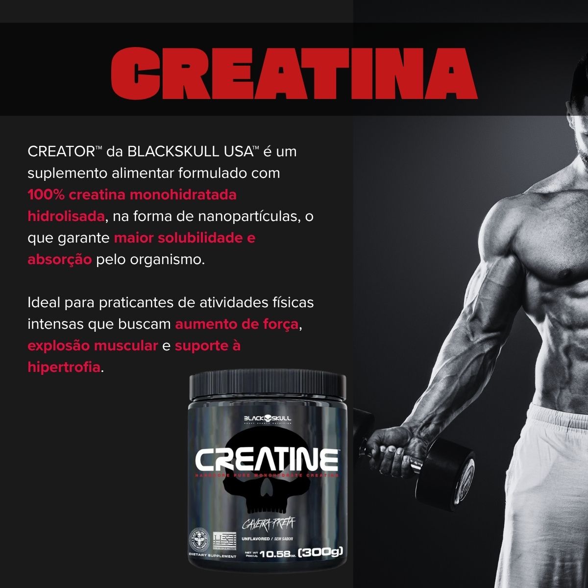 BLACK - CREATINE MONOHIDRATADA 300G PURA