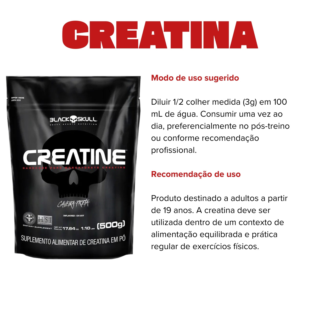 BLACK -  CREATINE PURA REFIL 500G