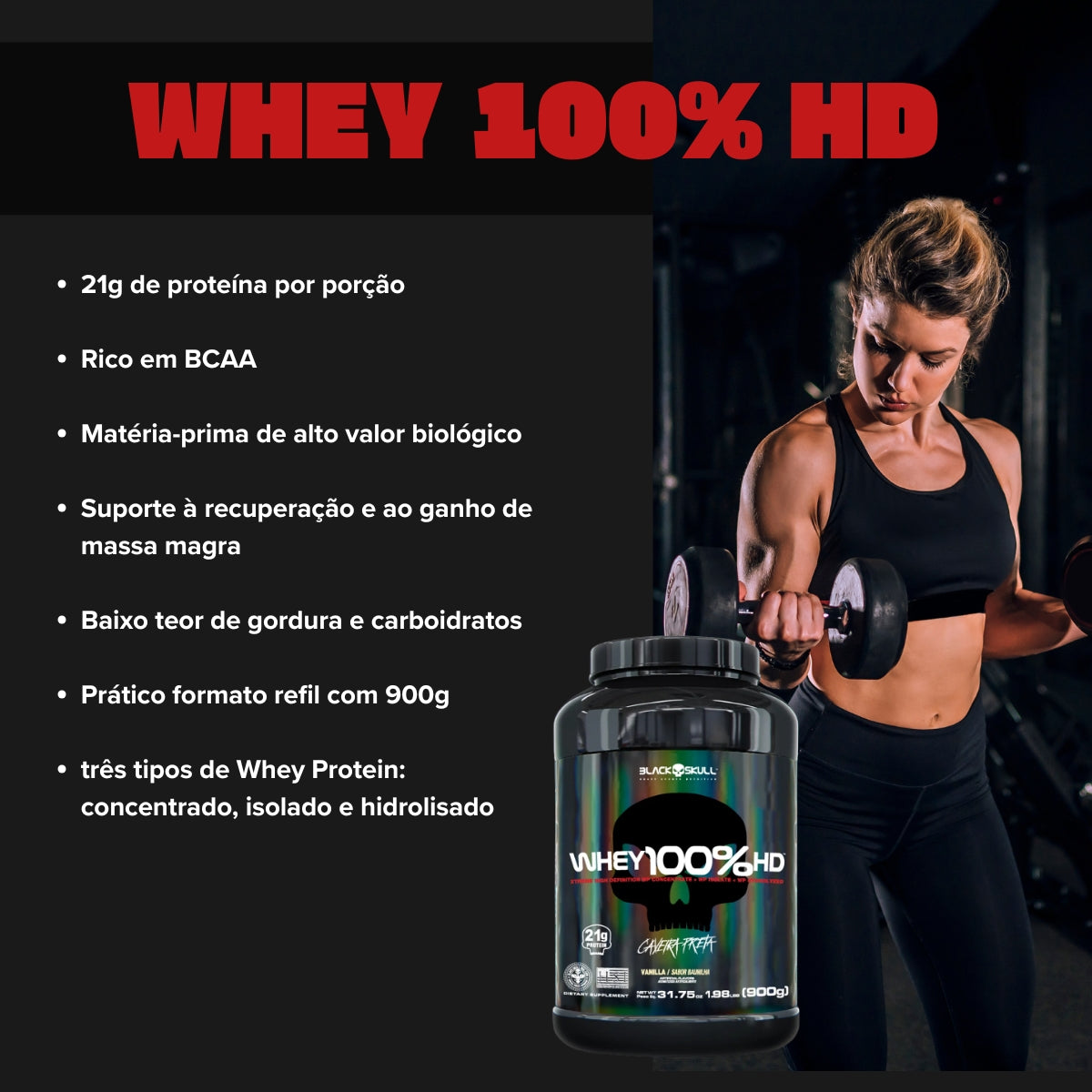 BLACK - WHEY 100% HD 900G POTE