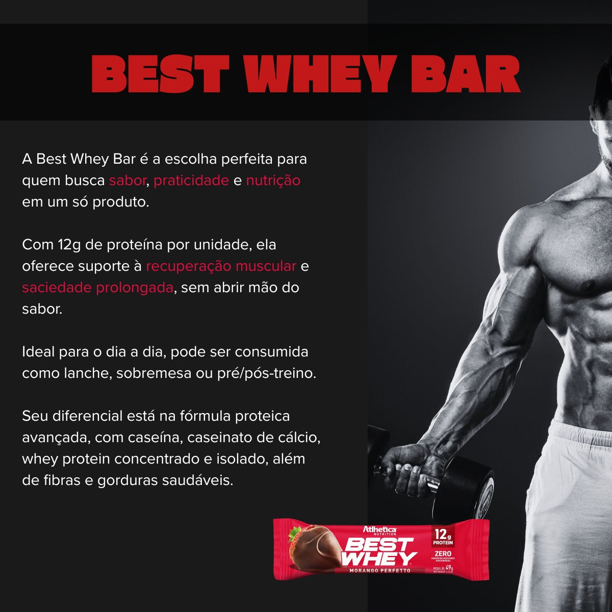 ATLHETICA - BEST WHEY BAR 12G PROTEIN (DISPLAY COM 12 UNIDADES)
