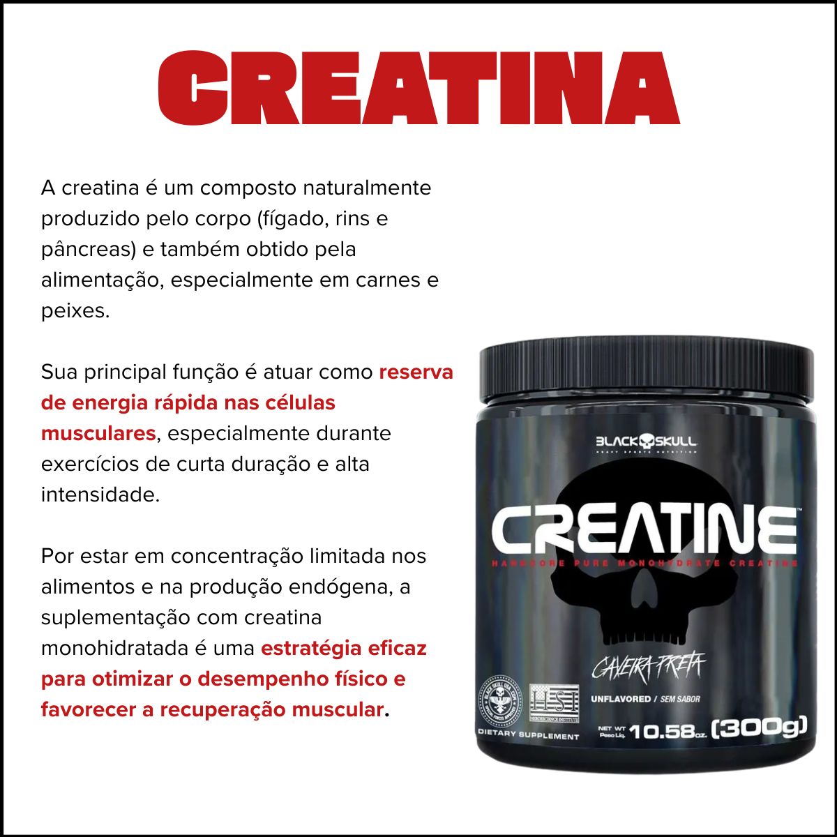 BLACK - CREATINE MONOHIDRATADA 300G PURA