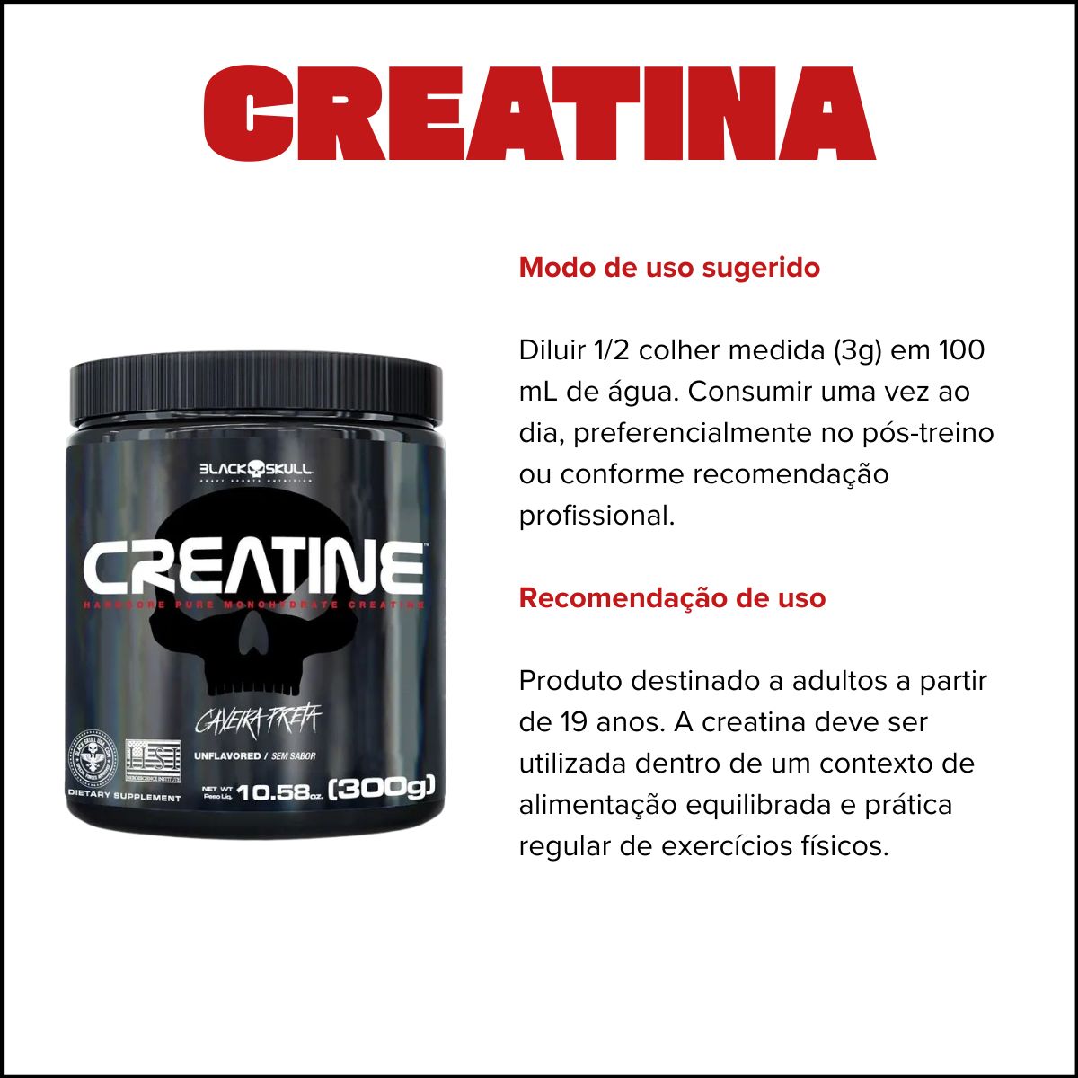 BLACK - CREATINE MONOHIDRATADA 300G PURA