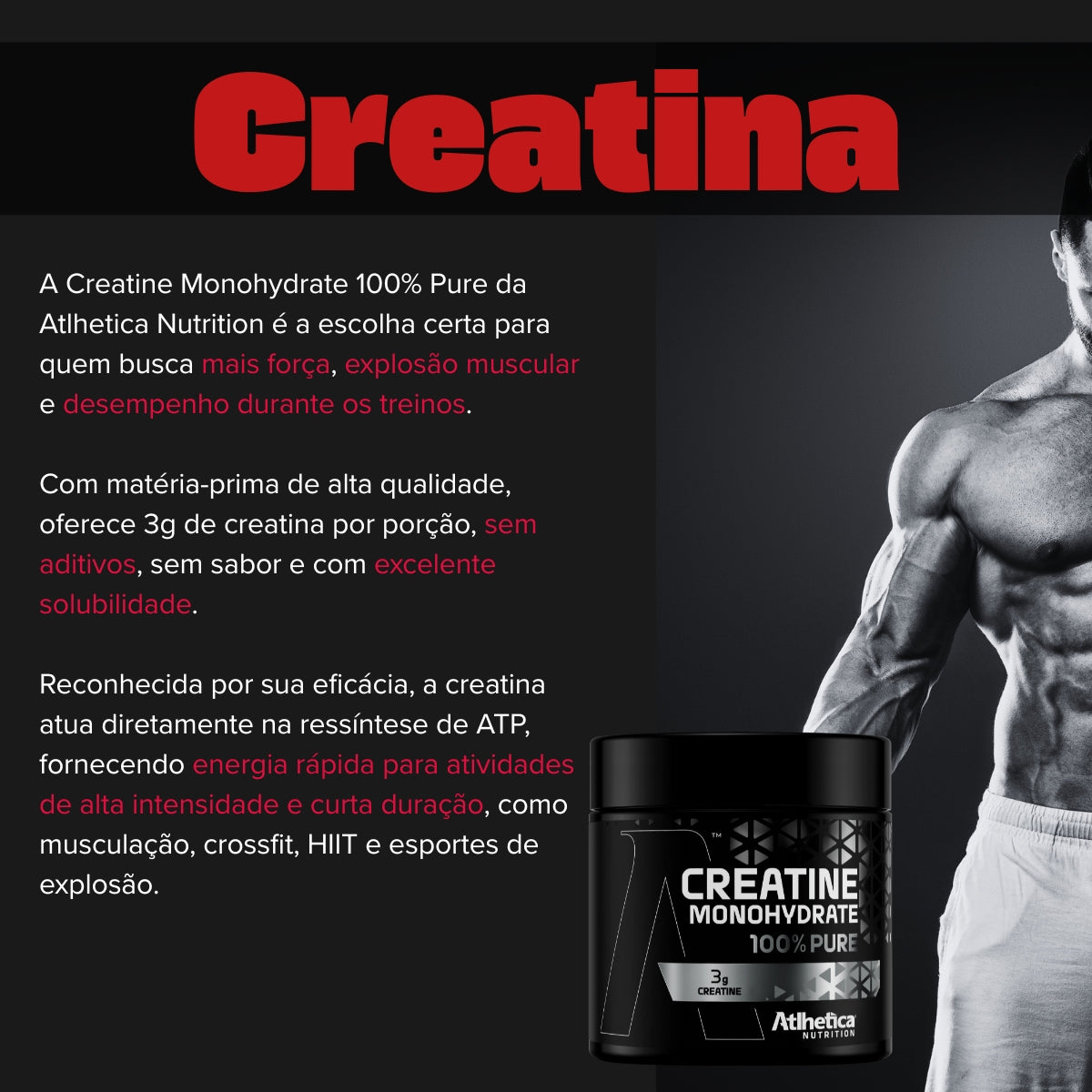 ATLHETICA - CREATINE MONOHYDRATE 100% PURE 200G