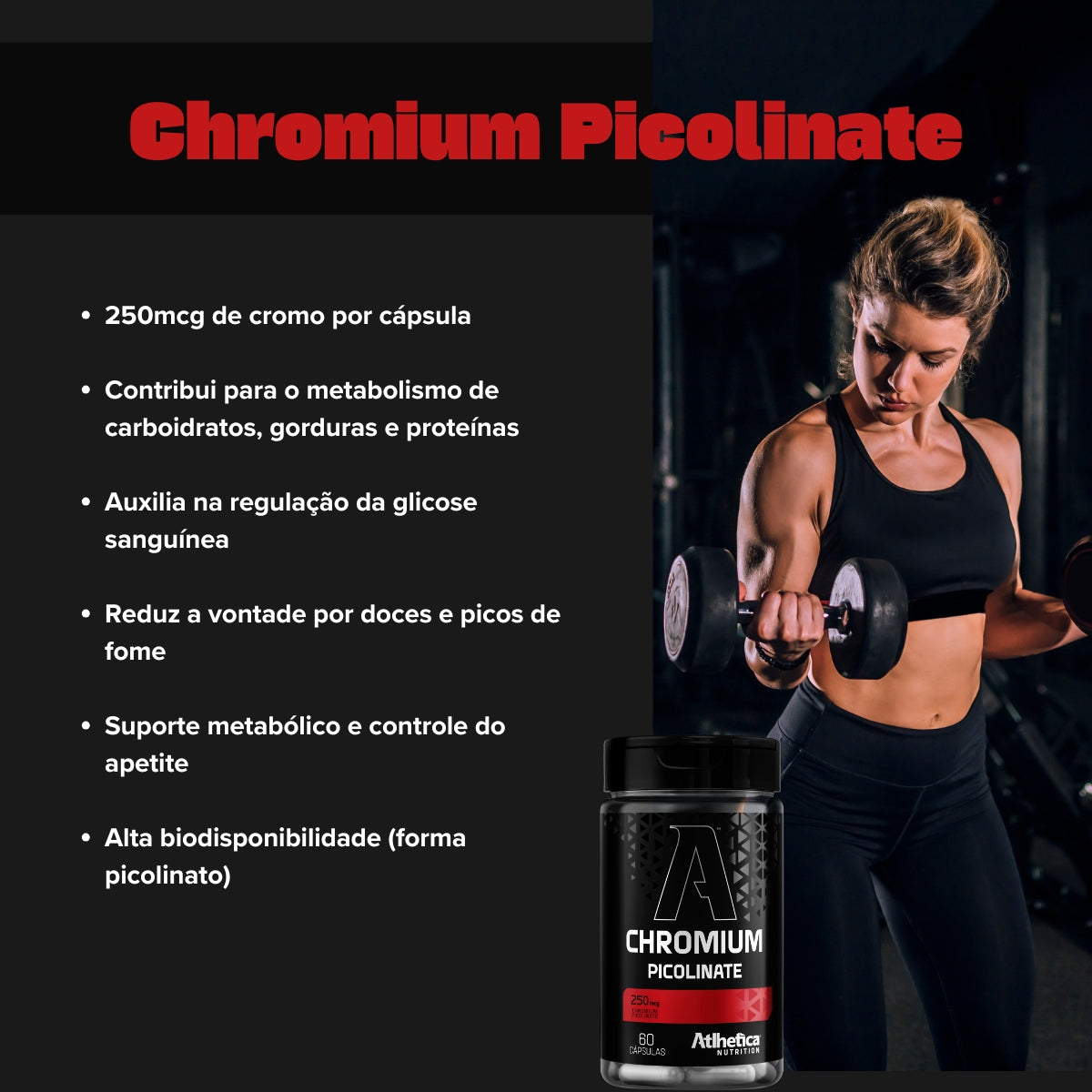 ATLHETICA - CHROMIUM PICOLINATE - 60 CAPSULAS