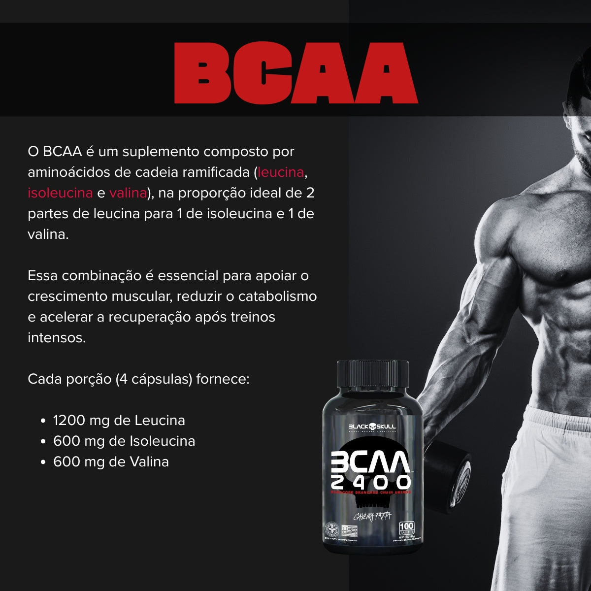 BLACK -  BCAA 2400 - 100 TABLETES