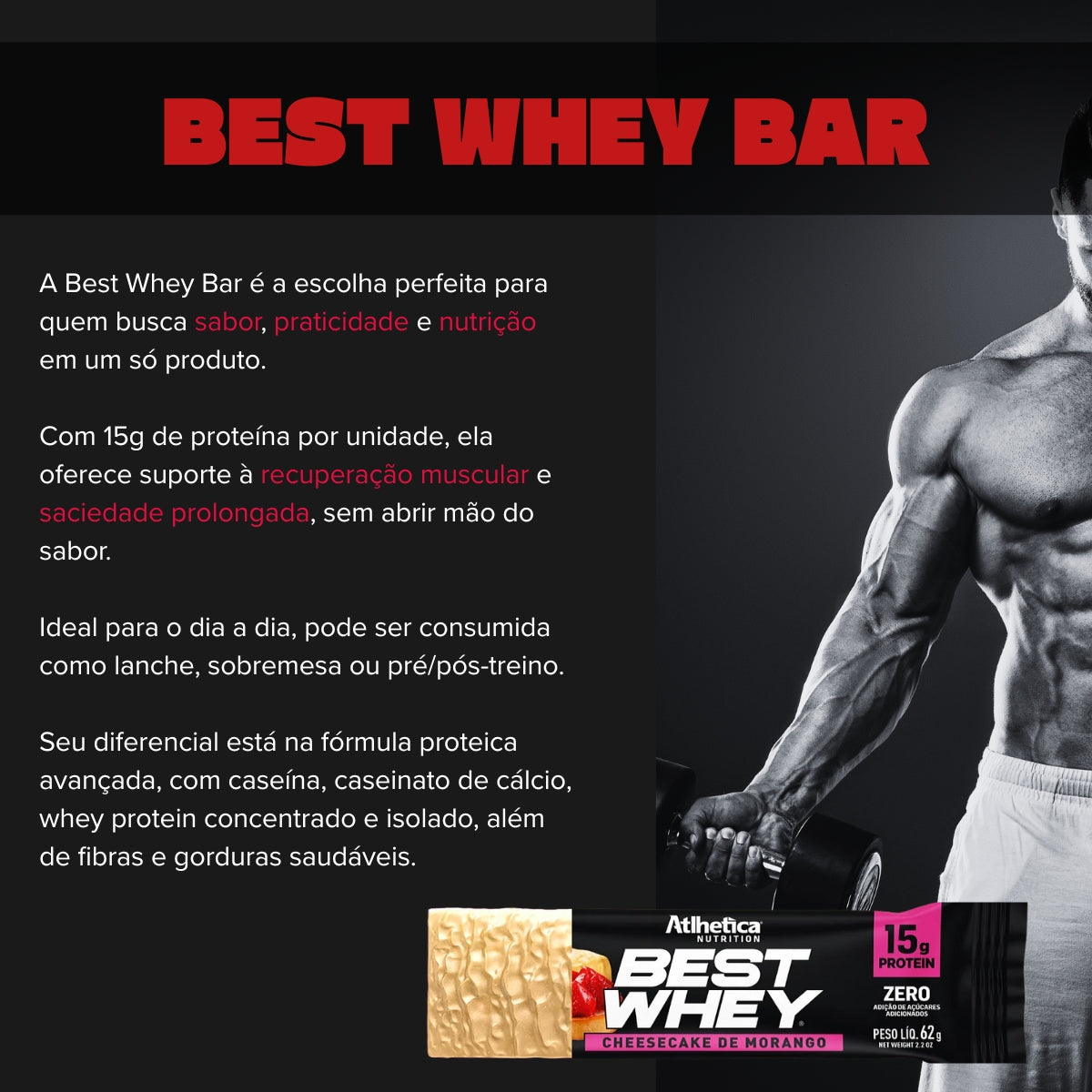 ATLHETICA - BEST WHEY BAR 12G PROTEIN (DISPLAY COM 12 UNIDADES)
