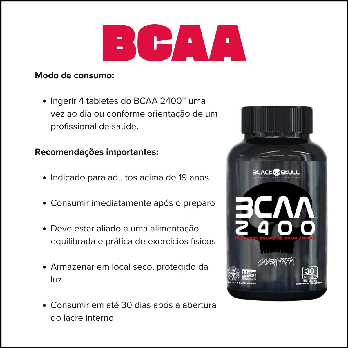 BLACK -  BCAA 2400 - 30 TABLETES