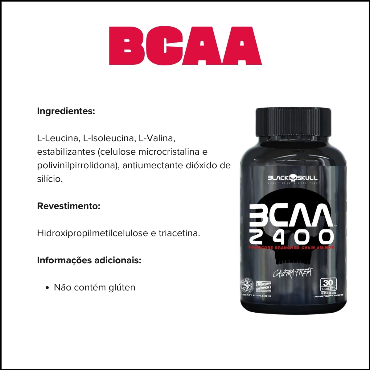 BLACK -  BCAA 2400 - 30 TABLETES