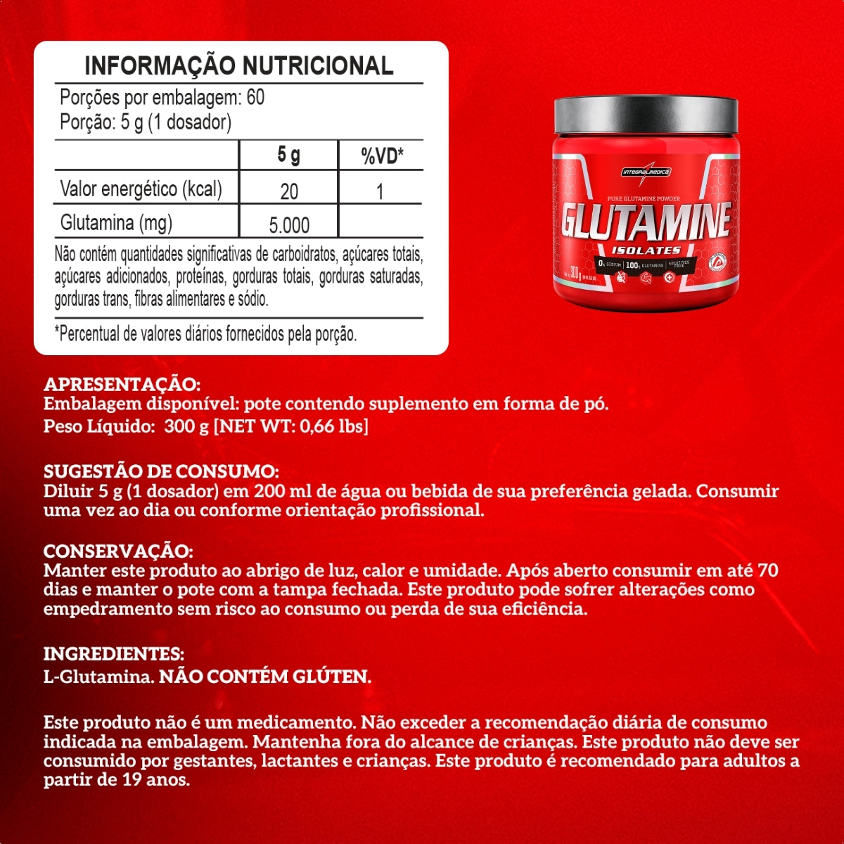 INTEGRALMEDICA - GLUTAMINE 300G