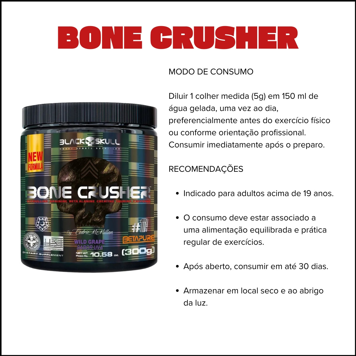 BLACK - BONE CRUSHER PRE-TREINO 300G