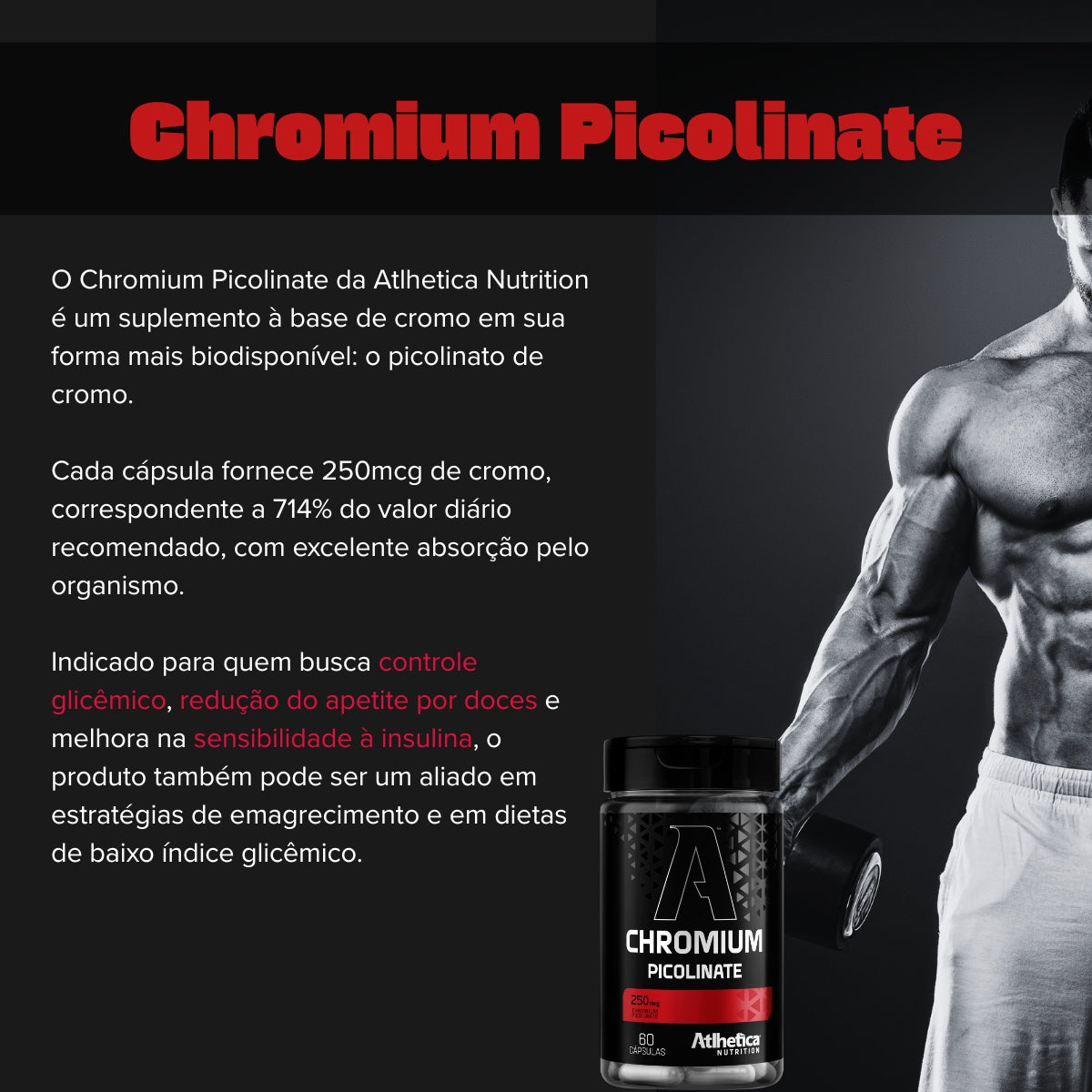 ATLHETICA - CHROMIUM PICOLINATE - 60 CAPSULAS