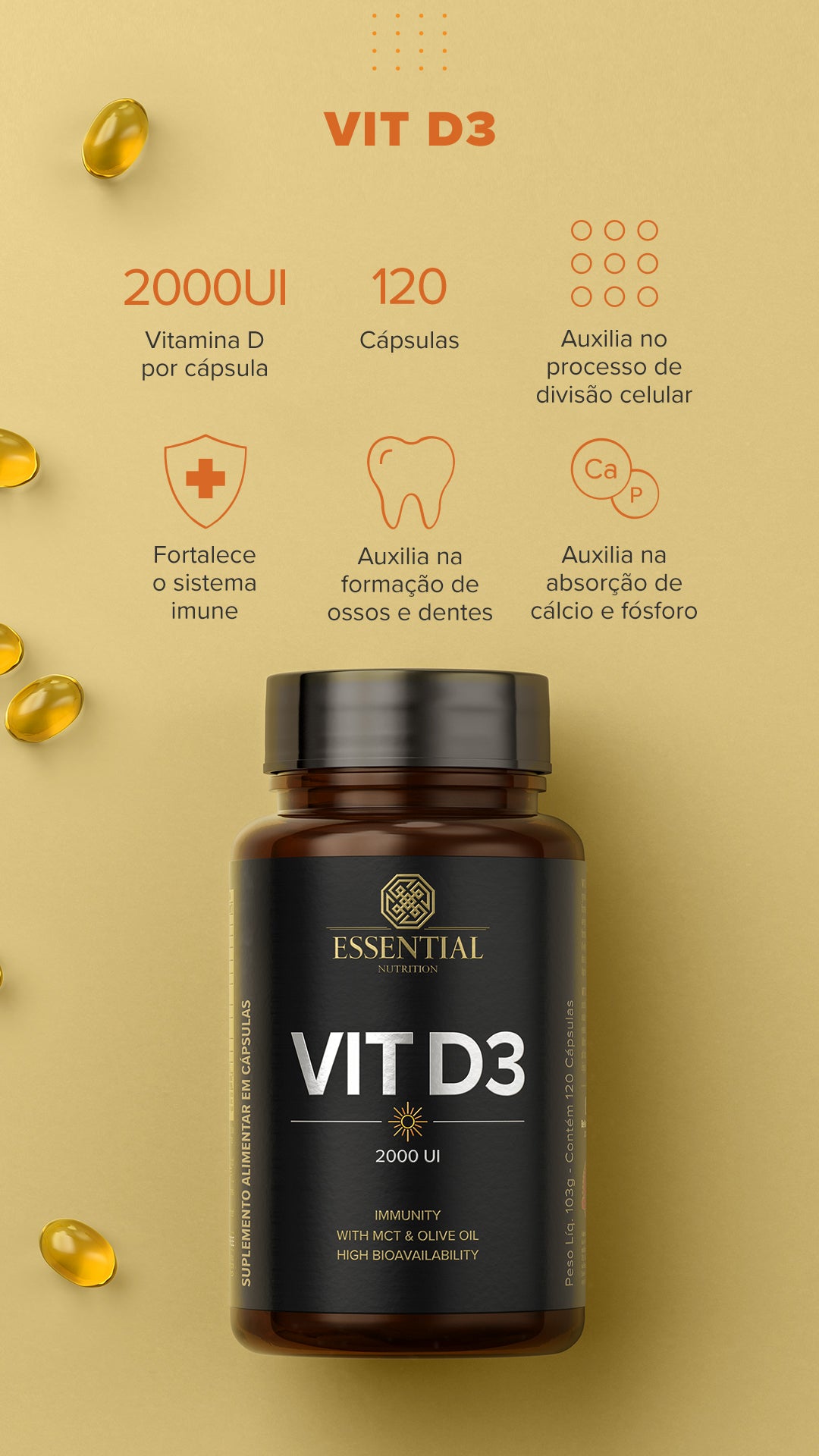 ESSENTIAL - Vit D - 120 capsulas