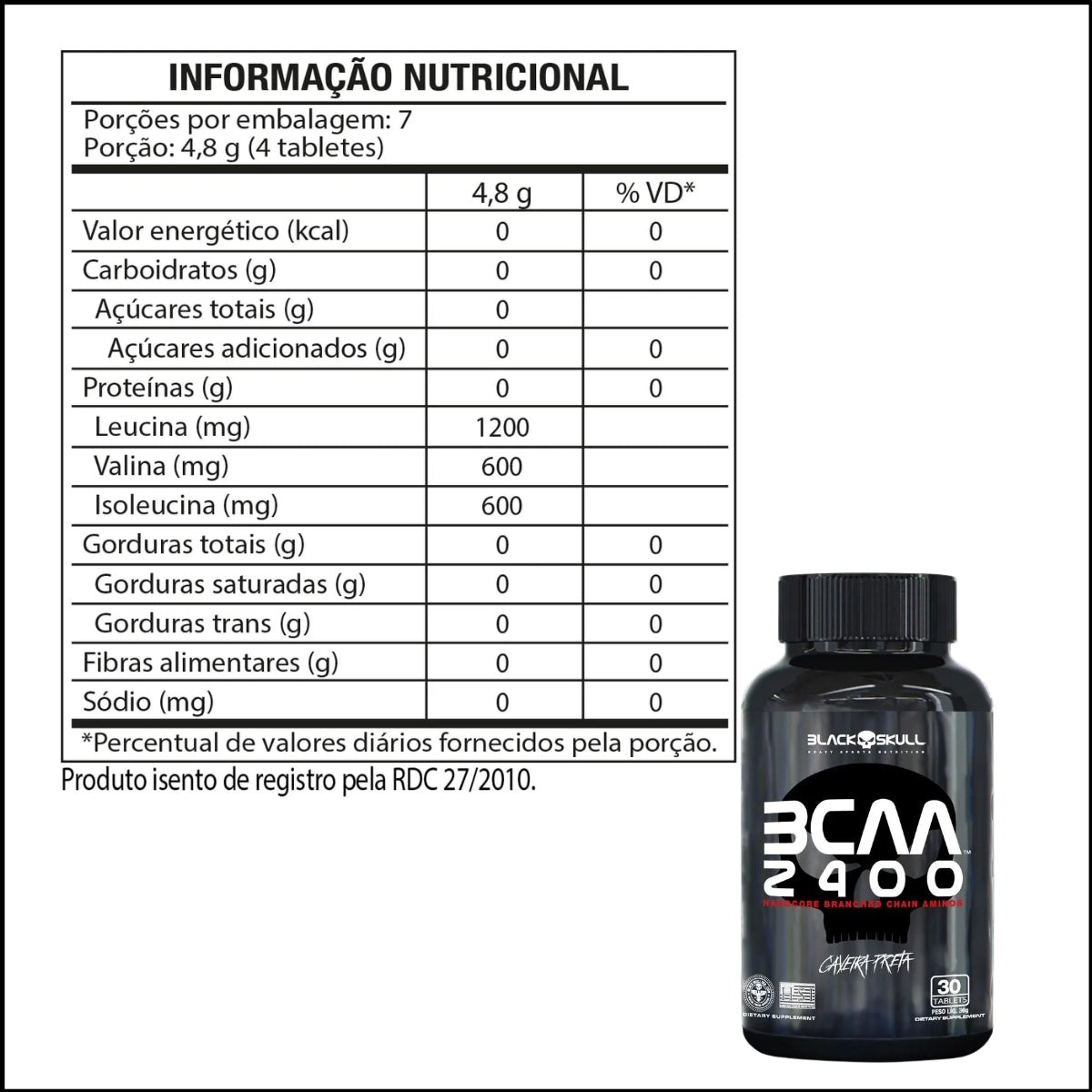 BLACK -  BCAA 2400 - 30 TABLETES