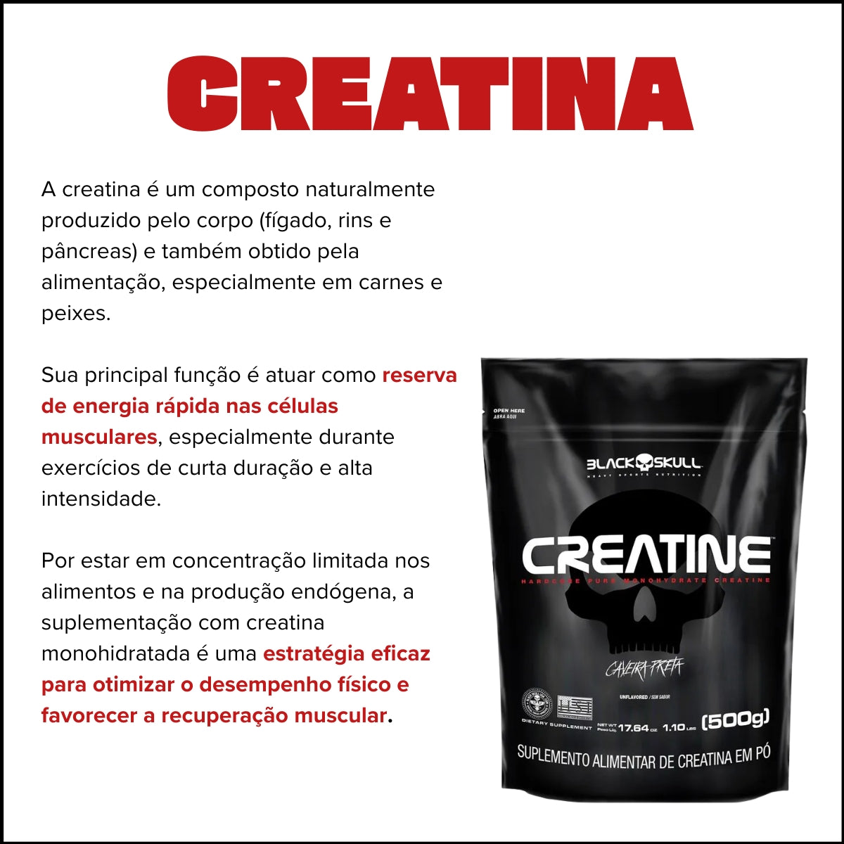 BLACK -  CREATINE PURA REFIL 500G