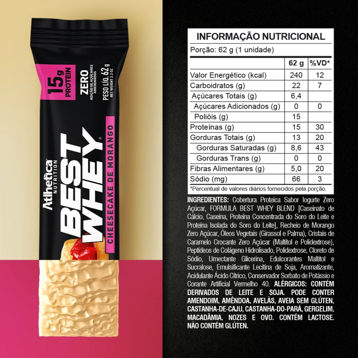 ATLHETICA - BEST WHEY BAR 12G PROTEIN (DISPLAY COM 12 UNIDADES)