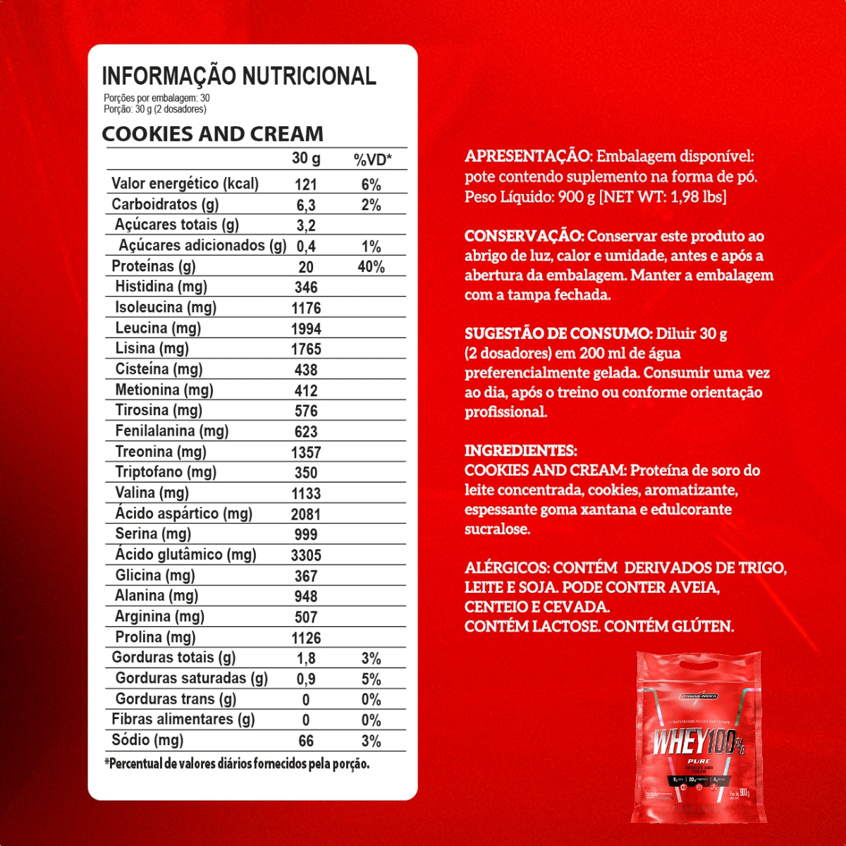 INTEGRALMEDICA - WHEY 100% PURE 900G REFIL