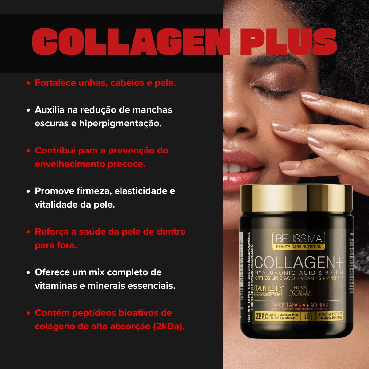 BELÍSSIMA - COLÁGENO VERISOL + ÁCIDO HIALURÔNICO 264G