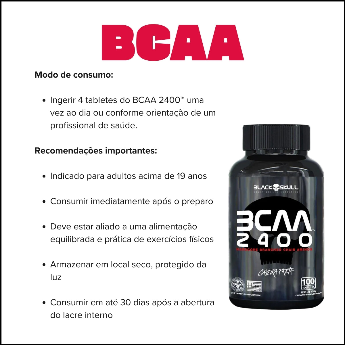 BLACK -  BCAA 2400 - 100 TABLETES