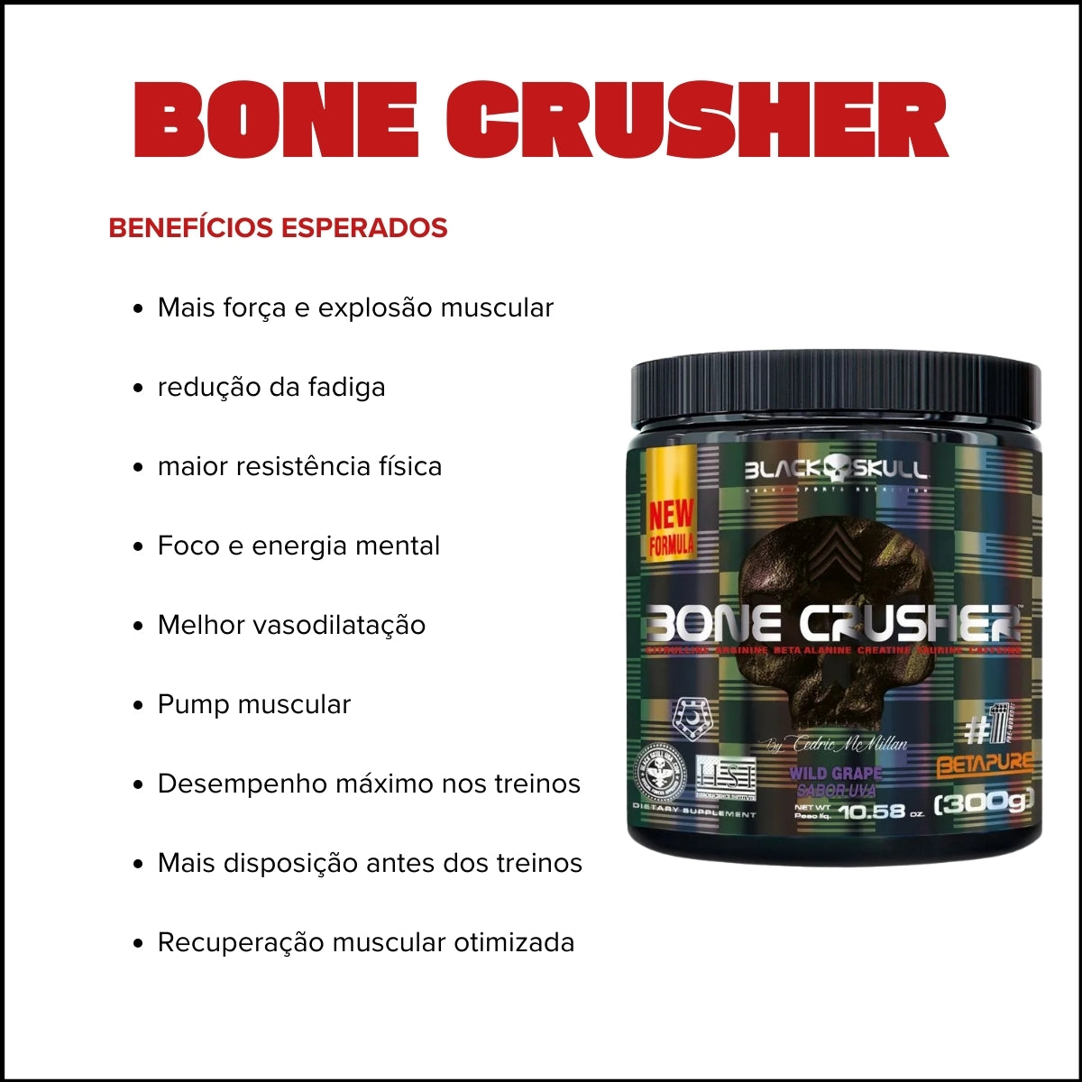 BLACK - BONE CRUSHER PRE-TREINO 300G